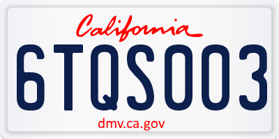 CA license plate 6TQS003