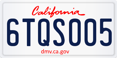 CA license plate 6TQS005