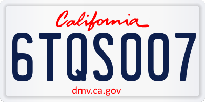 CA license plate 6TQS007