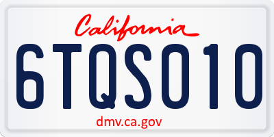 CA license plate 6TQS010