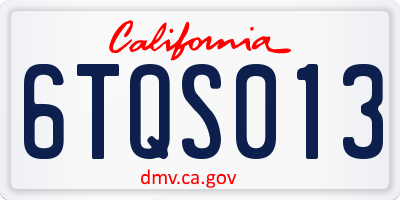 CA license plate 6TQS013