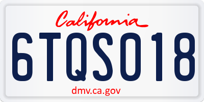 CA license plate 6TQS018