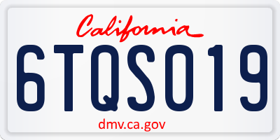 CA license plate 6TQS019