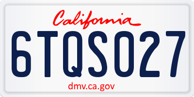 CA license plate 6TQS027