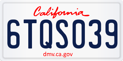 CA license plate 6TQS039