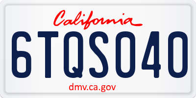 CA license plate 6TQS040