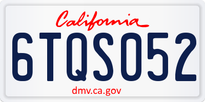 CA license plate 6TQS052