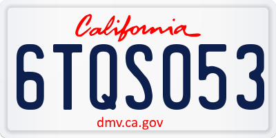 CA license plate 6TQS053