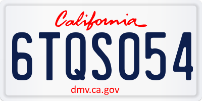 CA license plate 6TQS054