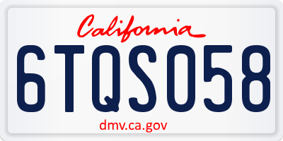 CA license plate 6TQS058