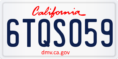 CA license plate 6TQS059