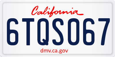 CA license plate 6TQS067