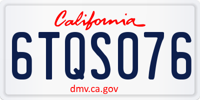 CA license plate 6TQS076