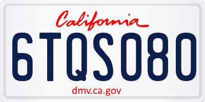 CA license plate 6TQS080