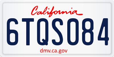 CA license plate 6TQS084