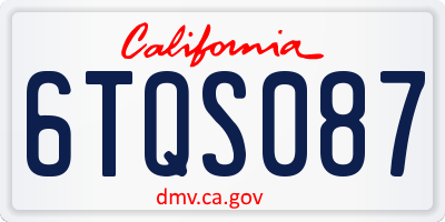 CA license plate 6TQS087