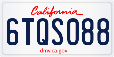 CA license plate 6TQS088