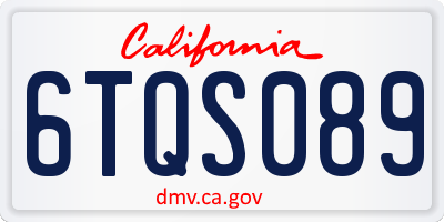 CA license plate 6TQS089