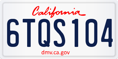 CA license plate 6TQS104