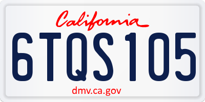 CA license plate 6TQS105