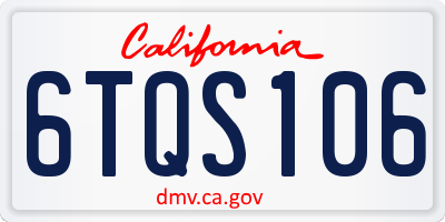 CA license plate 6TQS106