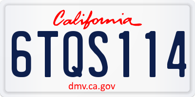 CA license plate 6TQS114