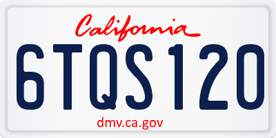 CA license plate 6TQS120