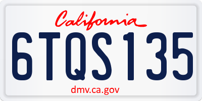 CA license plate 6TQS135