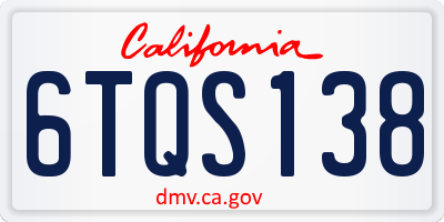 CA license plate 6TQS138