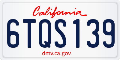 CA license plate 6TQS139