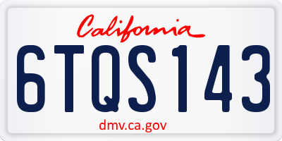CA license plate 6TQS143