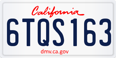 CA license plate 6TQS163