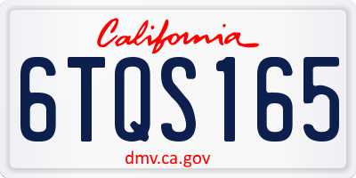 CA license plate 6TQS165