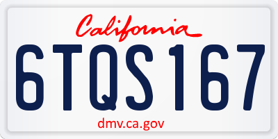 CA license plate 6TQS167