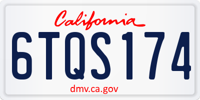 CA license plate 6TQS174