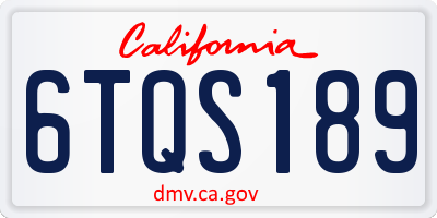 CA license plate 6TQS189