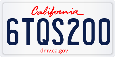 CA license plate 6TQS200