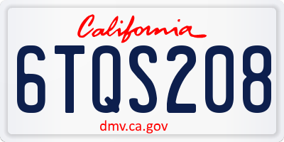 CA license plate 6TQS208
