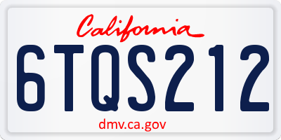 CA license plate 6TQS212