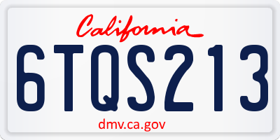 CA license plate 6TQS213