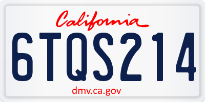 CA license plate 6TQS214