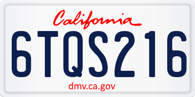 CA license plate 6TQS216