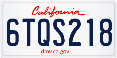 CA license plate 6TQS218