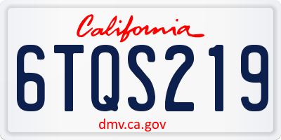 CA license plate 6TQS219