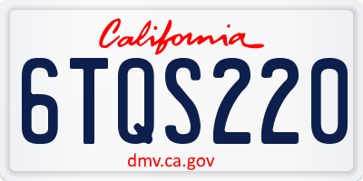 CA license plate 6TQS220