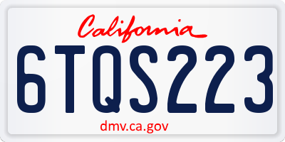 CA license plate 6TQS223