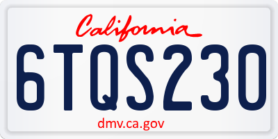 CA license plate 6TQS230