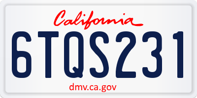 CA license plate 6TQS231