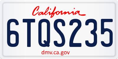 CA license plate 6TQS235