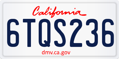 CA license plate 6TQS236